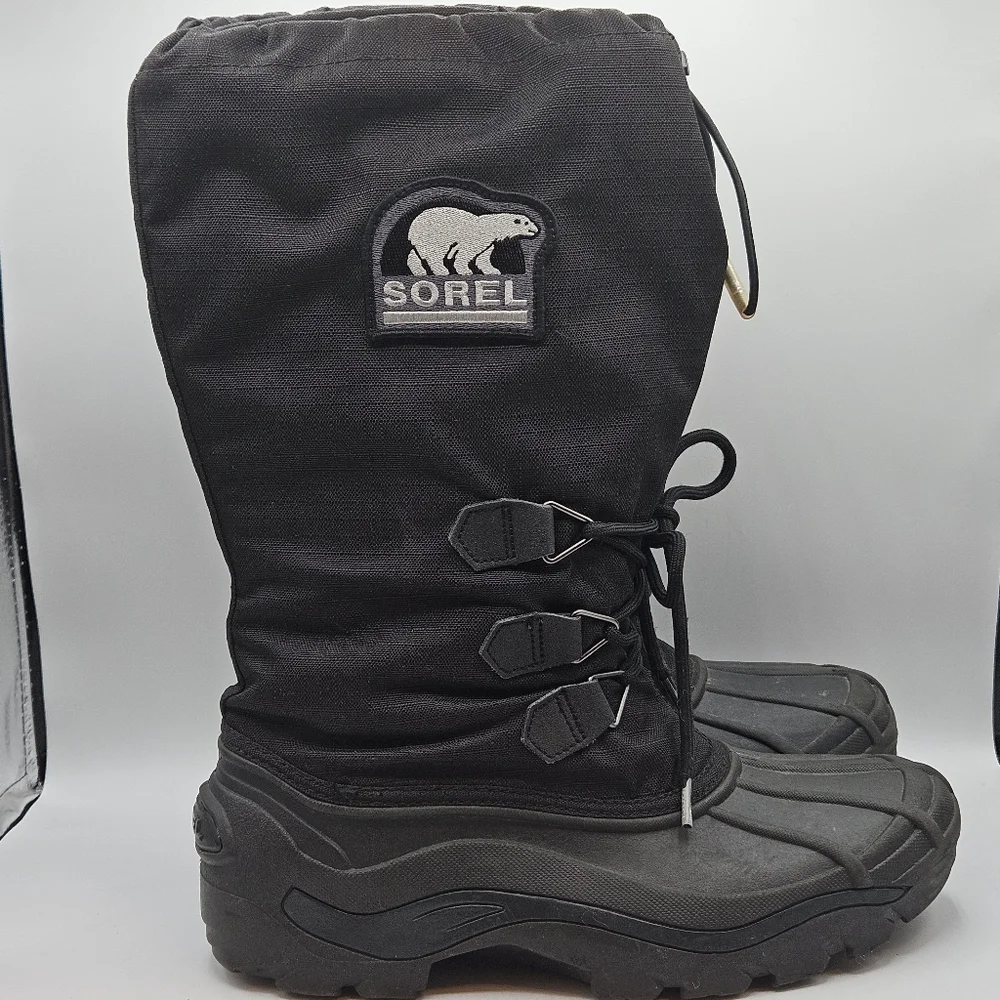 SOREL Kaufman Black Insulated Waterproof Glacier Winter Snow Boots size 8